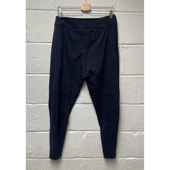 Urban Zen Crossover Jodphur Harem Pants Medium Raw Hem Navy Stretch Linen Blend - Picture 5 of 11